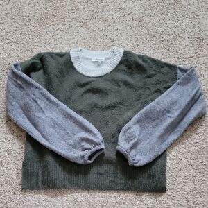 Madewell Olive and Heather Gray Crewneck Sweater